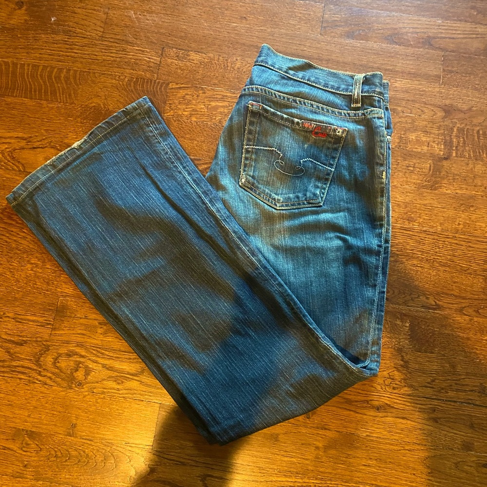 Blue cult woman’s size 30 dark denim flare jeans
